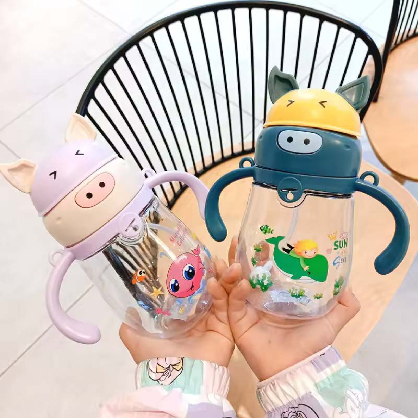 BABYDISE Piggy Weighted Straw Water Bottle
